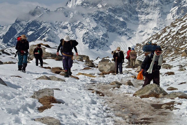 trekking in the  mighty Himalayas