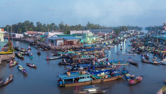 Nga Nam floating market in Mekong Delta