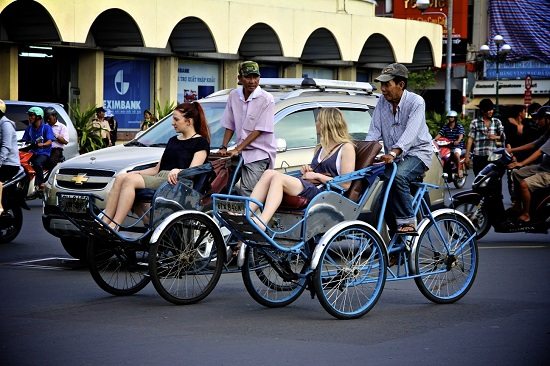 Cyclo is one of the best way to get around Vietnam on local public transport 