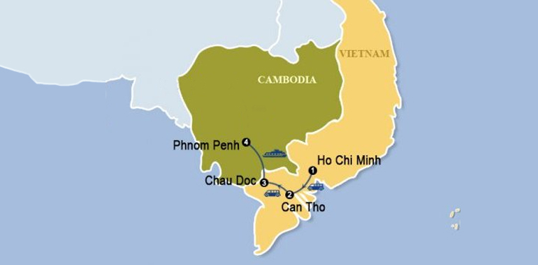 Phnom Penh - Mekong Delta Map 