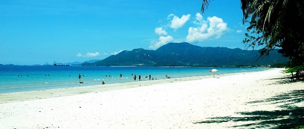 The blue sea and yellow sunlight on Hon Khoai Island, Ca Mau