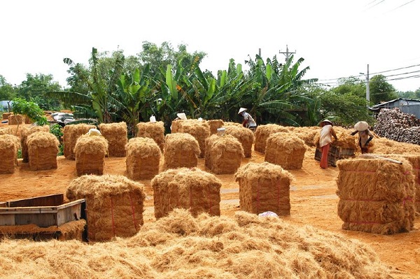 A scene of the coconut fiber craft village